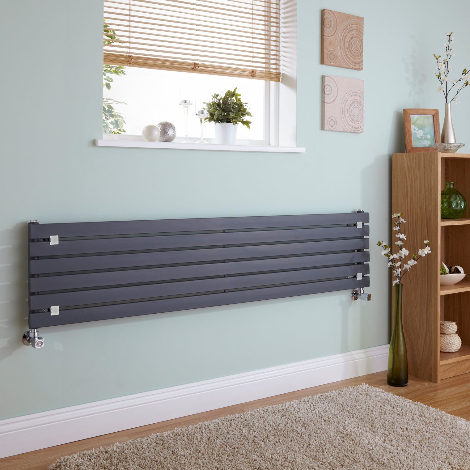 Design Heizkörper Horizontal Einlagig Anthrazit 354mm x 1600mm 773W - Sloane