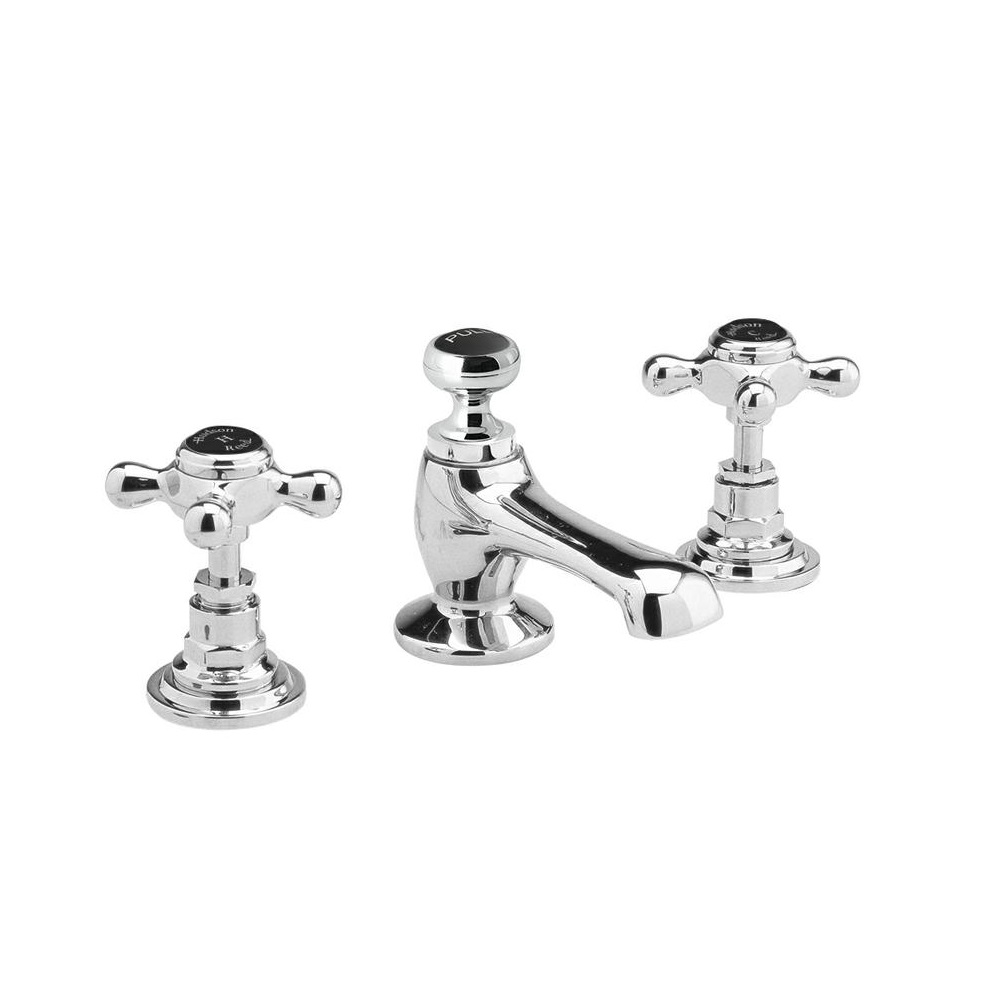 Waschtischarmatur nostalgisch inkl. Push Up Ablauf und schwarzen Keramikdetails- Topaz