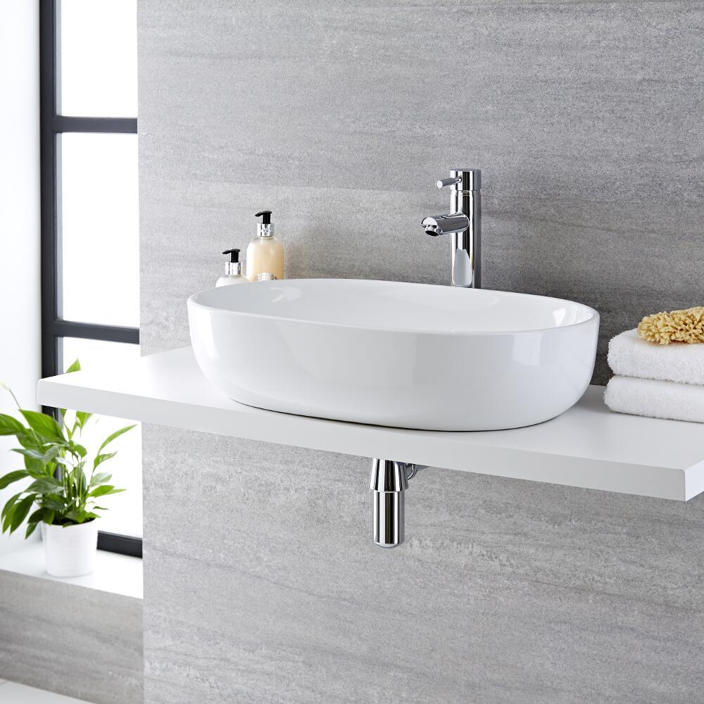 Aufsatzwaschbecken Otterton Oval 590mm x 410mm mit Einhebelarmatur Mirage im Set