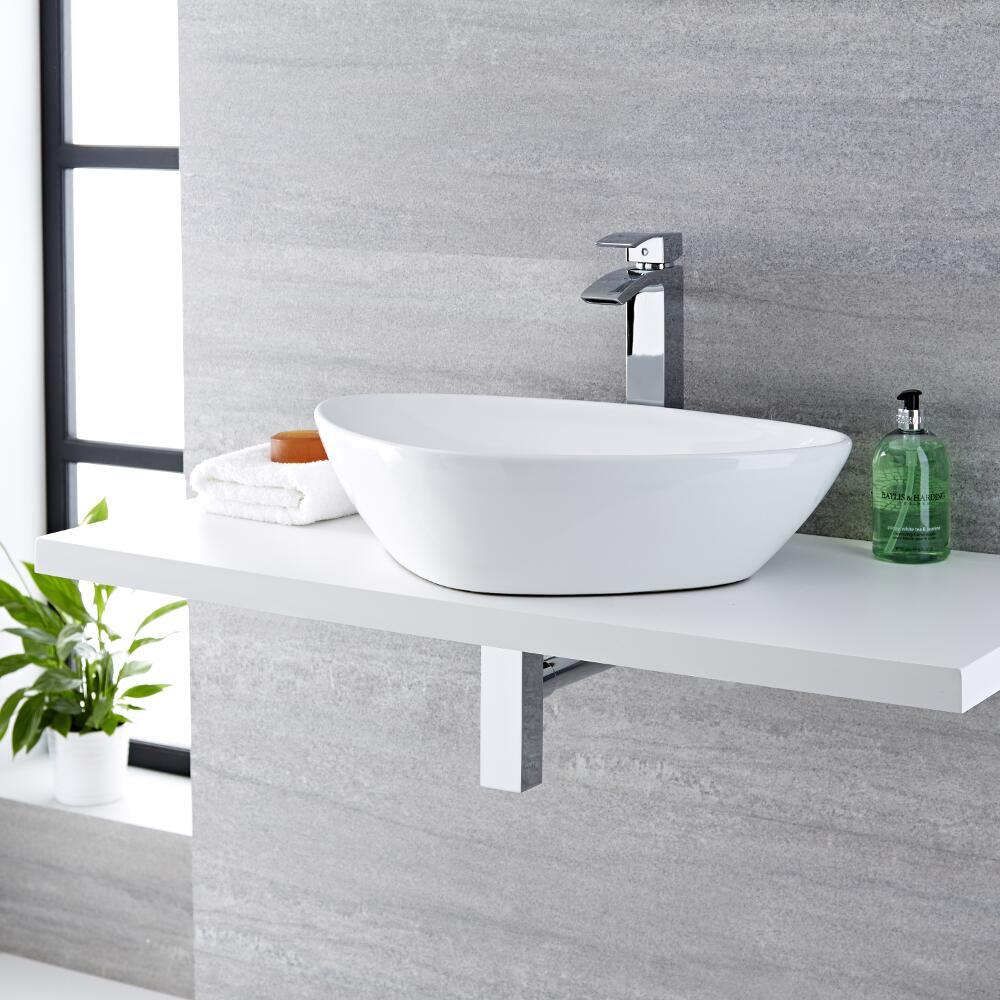 Aufsatzwaschbecken Kenton 590mm x 390mm mit Standarmatur Razor im Set