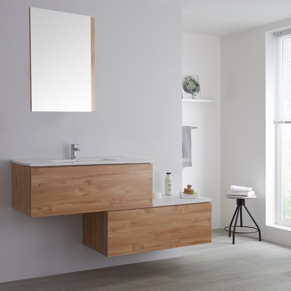 Newington - 1600mm Abgestufter Badschrank Eiche mit Becken