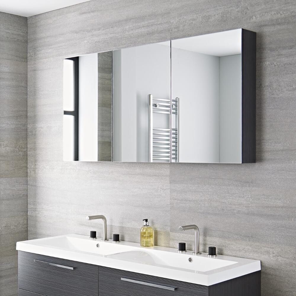 Badezimmer Spiegelschrank Dreiteilig Grau