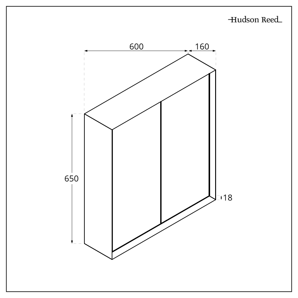Hudson Reed Edge - Moderner Spiegelschrank - 600mm x 650mm - Finish wählbar