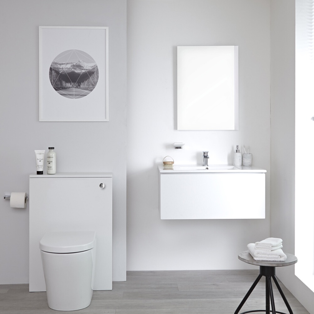 Hudson Reed Newington - Waschtisch mit Unterschrank 800mm & WC mit Vorwandelement - Mattweiß
