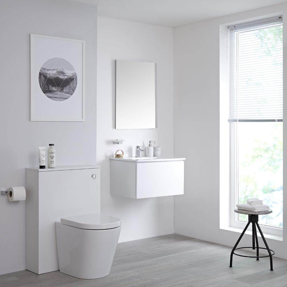 Hudson Reed Newington - Waschtisch mit Unterschrank 600mm & WC mit Vorwandelement - Mattweiß