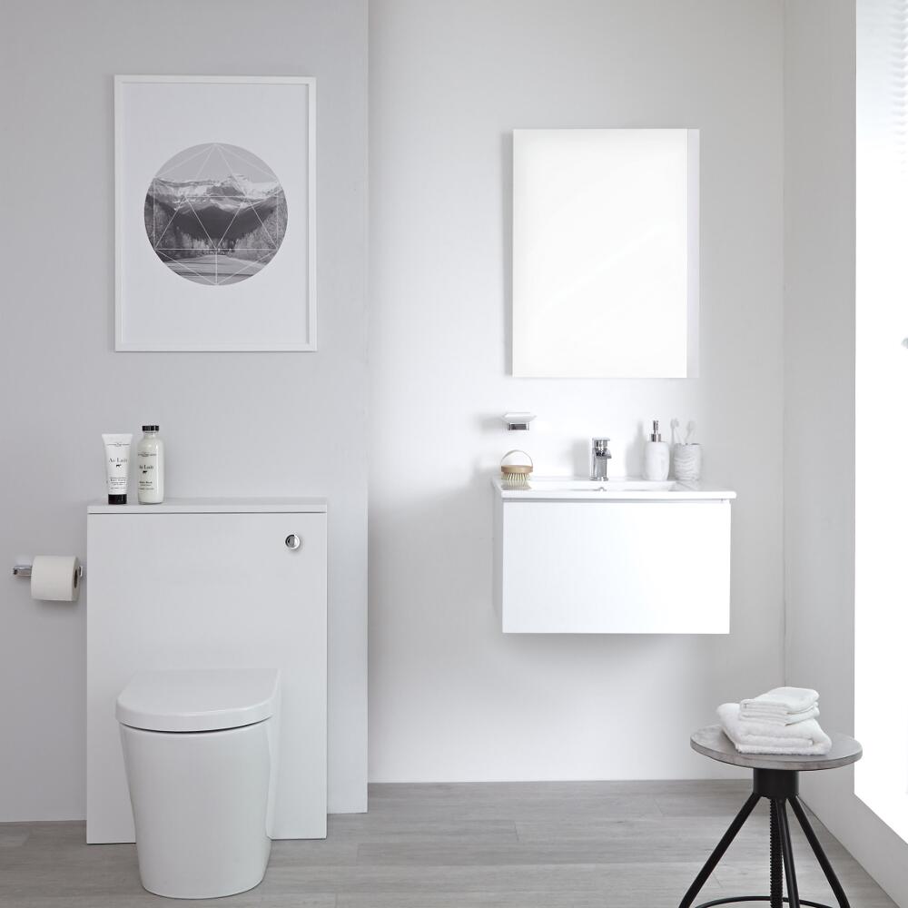 Hudson Reed Newington - Moderne Standtoilette mit Vorwandelement 600mm & Spülkasten - Mattweiß