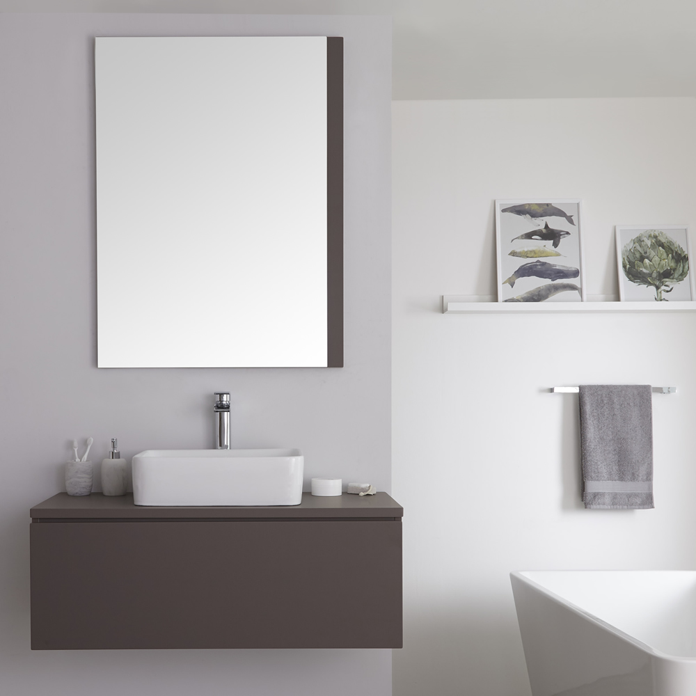Hudson Reed Newington - quadratisches Aufsatzwaschbecken mit Unterschrank 1000mm - Mattgrau