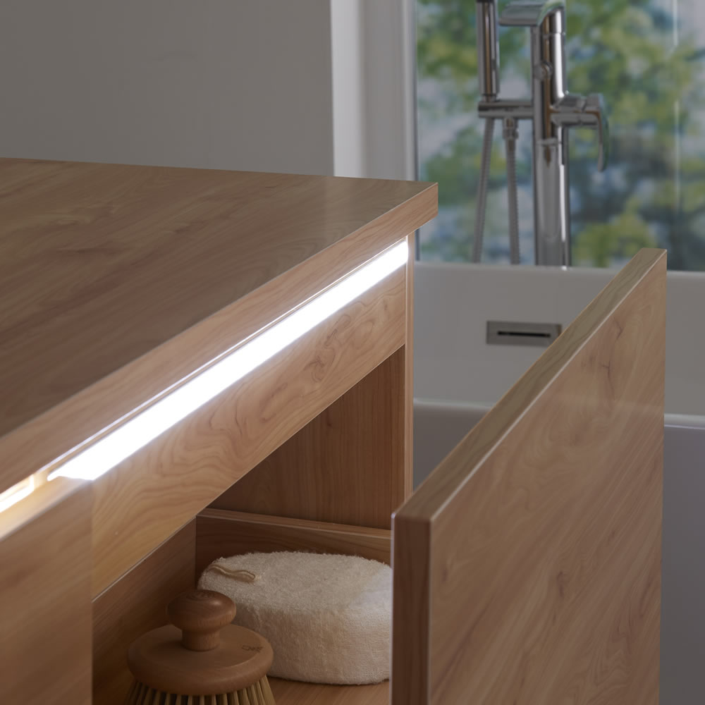 Hudson Reed Newington - Doppel-Aufsatzwaschbecken mit Unterschrank 1200mm - Goldeiche