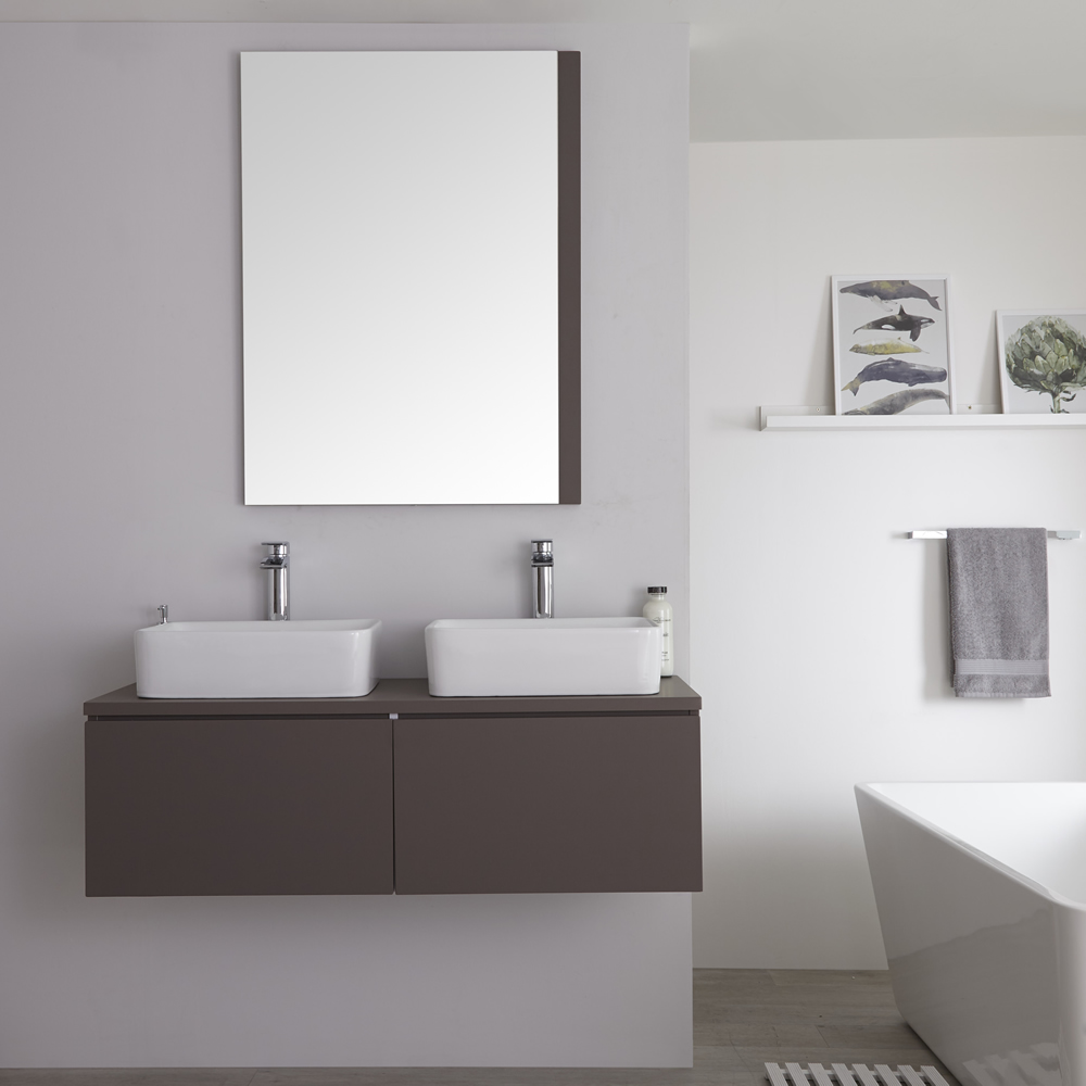 Hudson Reed Newington - Doppelwaschbecken mit Unterschrank 1200mm - Mattgrau