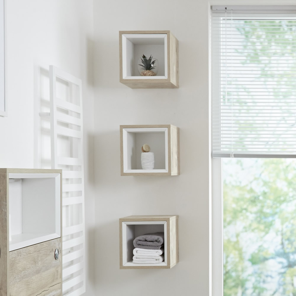 Hoxton - 300mm moderne Regalbox - Helle Eiche zur Wandmontage