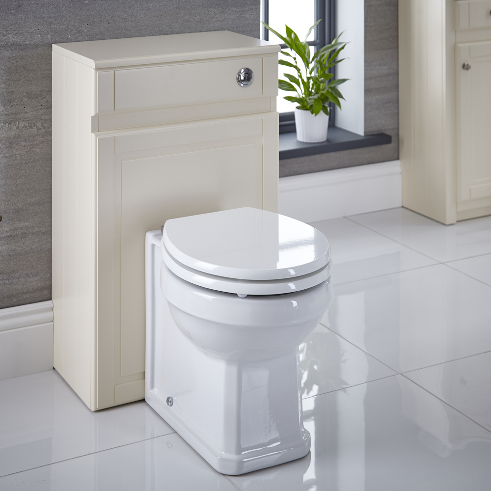 WC-Einheit mit Standtoilette, Spülkasten und Sitz 500mm Elfenbein - Charlton