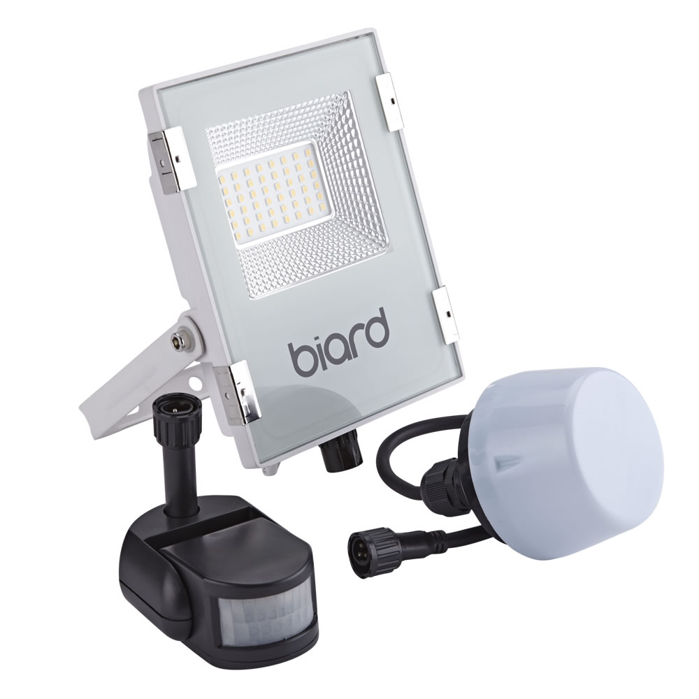 Biard 20W LED Fluter Slimline mit wahlweise Infrarot Bewegungsmelder oder Dämmerungssensor - Weiß