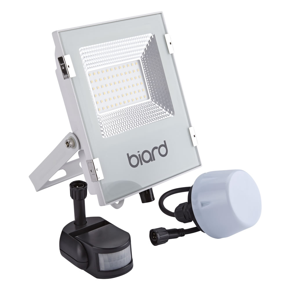 Biard 30W LED Fluter Slimline mit wahlweise Infrarot Bewegungsmelder oder Dämmerungssensor - Weiß