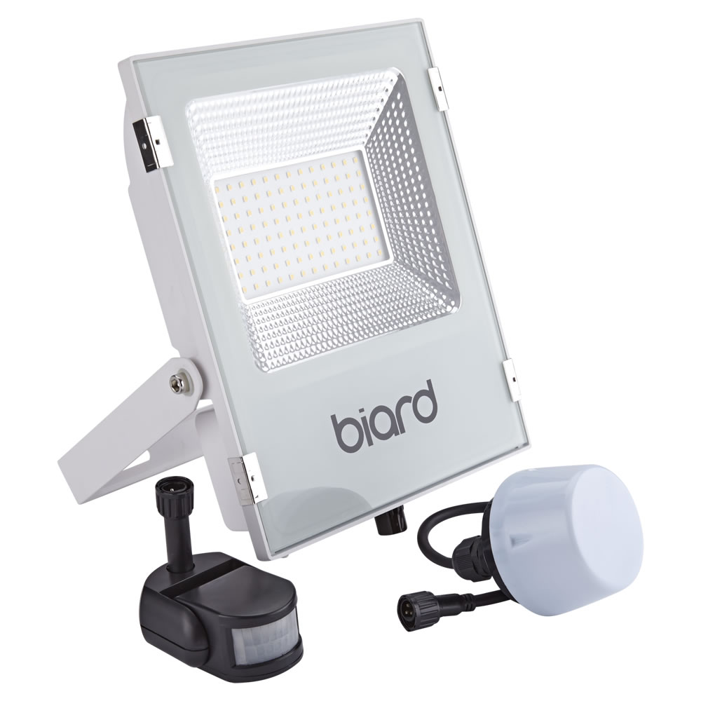 Biard 50W LED Fluter Slimline mit wahlweise Infrarot Bewegungsmelder oder Dämmerungssensor - Weiß