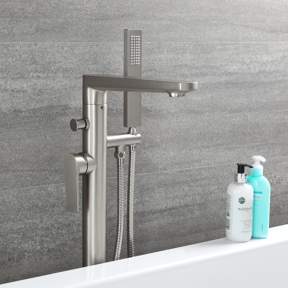Wannenstandarmatur mit Brause in gebürstetem Nickel - Harting