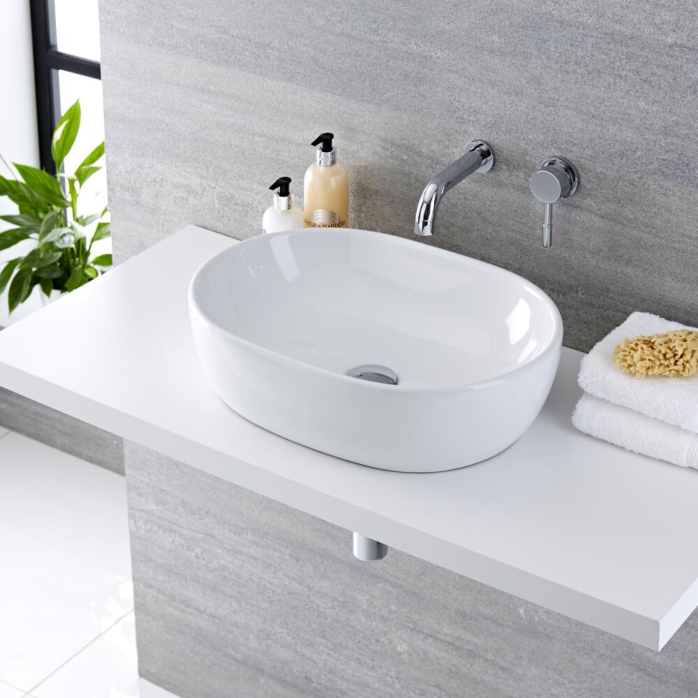 Aufsatzwaschbecken Otterton Oval 480mm x 350mm mit Unterputzarmatur Mirage im Set
