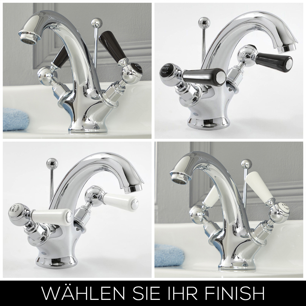 Elizabeth Traditionelle Einloch Waschtisch-Mischbatterie mit Hebelgriffen - Wählbares Finish