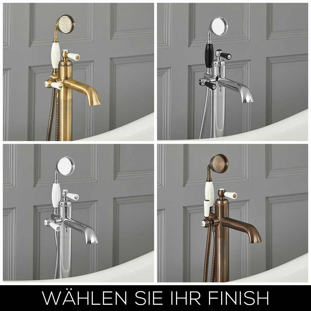Elizabeth Traditionelle Freistehende Einloch Badewannenarmatur mit Brause - Wählbares Finish