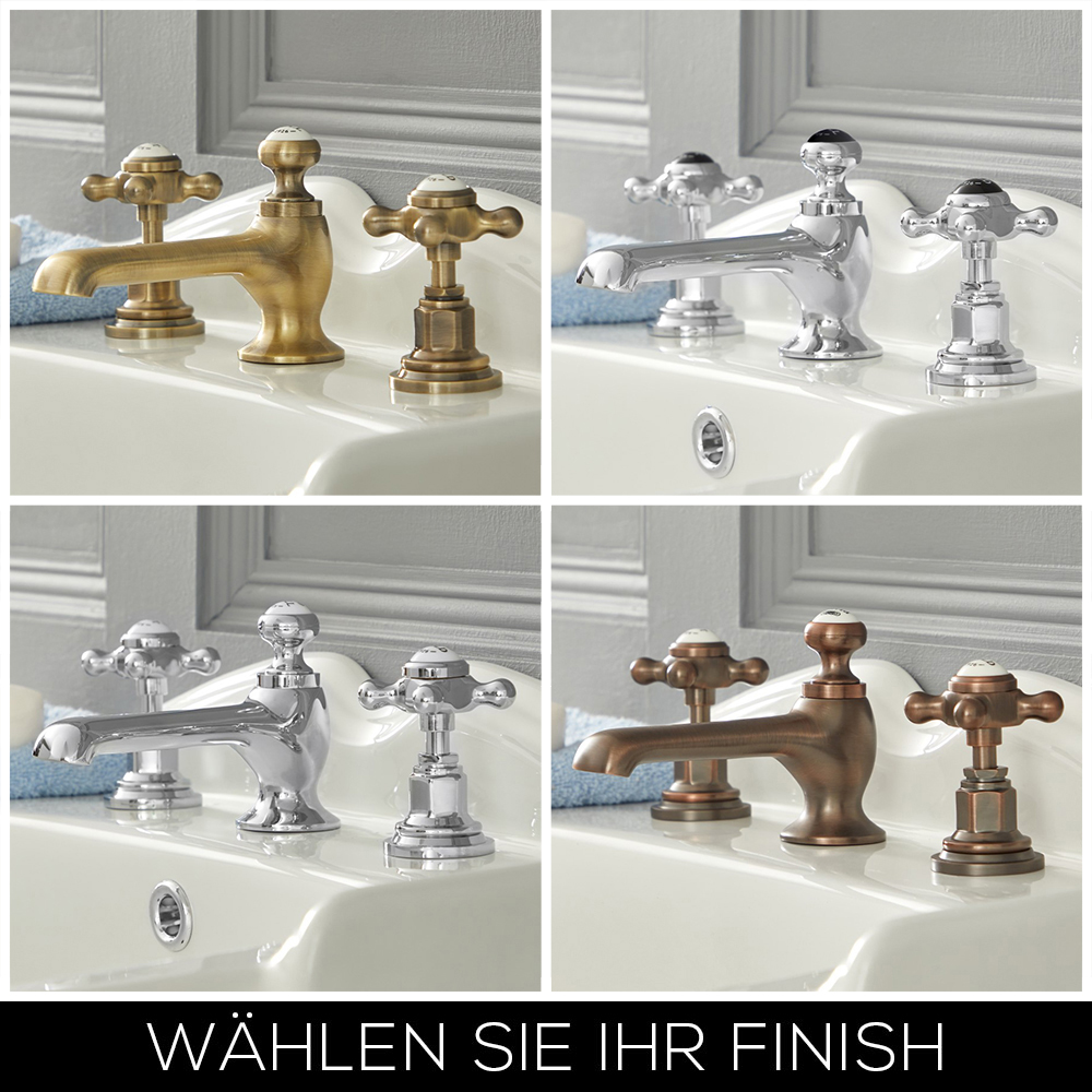 Elizabeth Traditionelle 3-Loch Waschtisch-Mischbatterie mit 2 Kreuzgriffen - Wählbares Finish