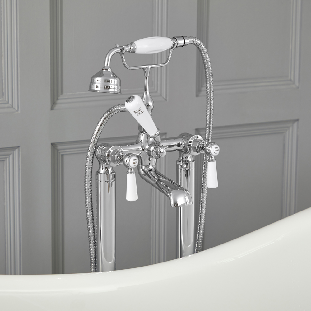 Elizabeth Traditionelle Freistehende Hebelgriff-Wannenarmatur mit Brause - Wählbares Finish