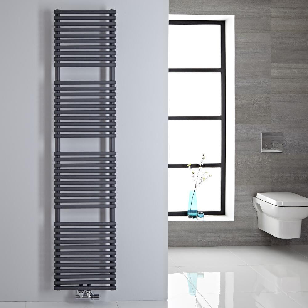 Handtuchheizkörper Mittelanschluss Vertikal Anthrazit 454 Watt 1800mm x 400mm - Magera