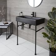 Waschbecken mit Gestell, Schwarz, eckig - Nox