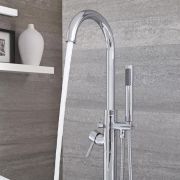Freistehende Einhebel-Badewannenarmatur inkl. Handbrause rund – Finish Wählbar