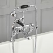 Hudson Reed Elizabeth - Traditionelle Wannenarmatur mit Kreuzgriffen - inkl. Handbrause - Chrom/Schwarz