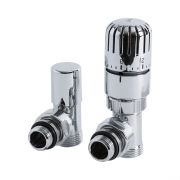 Heizkörper-Winkelventile thermostatisch, Chrom mit wählbarem Rohr-Adapter