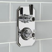 Hudson Reed Elizabeth - Retro Unterputz-Thermostat für 1 Verbraucher - Chrom/Schwarz