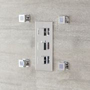 4x Seitenbrause Quadratisch zur Aufputzmontage Chrom - Kubix
