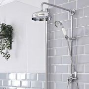 Retro-Duschsäule mit rundem 190mm Duschkopf und Handbrause – ohne Armatur – Chrom – Elizabeth