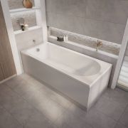 Einbaubadewanne mit einer Rückenschräge - Größe, Seiten- & Endverkleidung wählbar – Covelly