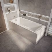 Einbaubadewanne mit einer Rückenschräge - Größe, premium Seiten- & Endverkleidung wählbar – Sandford