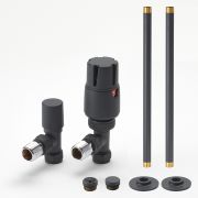 Thermostatisches Heizkörper-Winkelventilset & Rohrstücke für 15mm Kupferrohre – Anthrazit