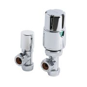 Heizkörperventilset, gewinkelt, thermostatisch, Chrom, klassisch