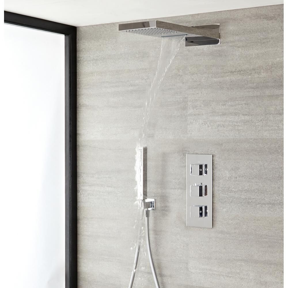 Duschkopf Mit Handbrause Combo - 9 Modi, Hochdruck, Regendusche 19,1 Cm, Edelstahlschlauch 200 Cm, Gebürstetes Nickel