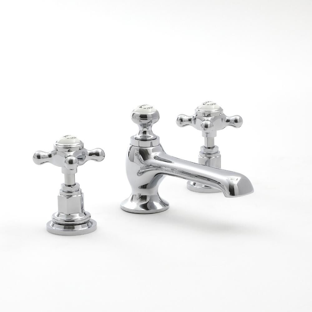 Waschbeckenarmatur Mit 2 Griffen, Chrom – 3-Loch Wasserhahn Fürs Badezimmer, Inkl. Ablauf & Schläuche