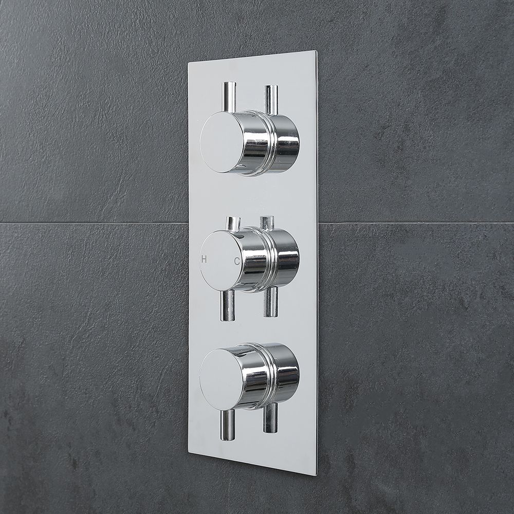 AIMOYO Duschsystem Komplettset Mit Armatur - Verstellbare Regendusche & Handbrause, 80-117 Cm Höhenverstellbar (Chrom)