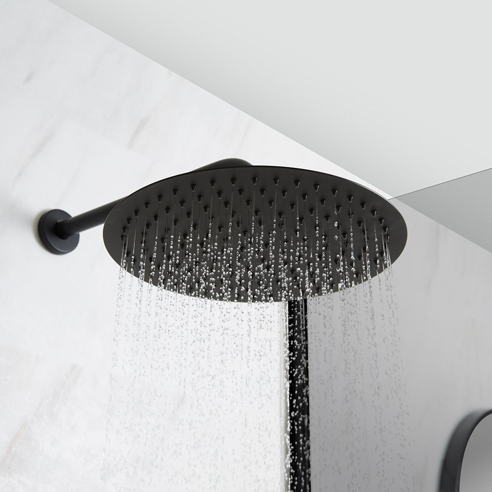 CASAINC Duschsystem – 25,4 Cm Regenduschkopf Mit Handbrause, Mattschwarz, Wandmontiert