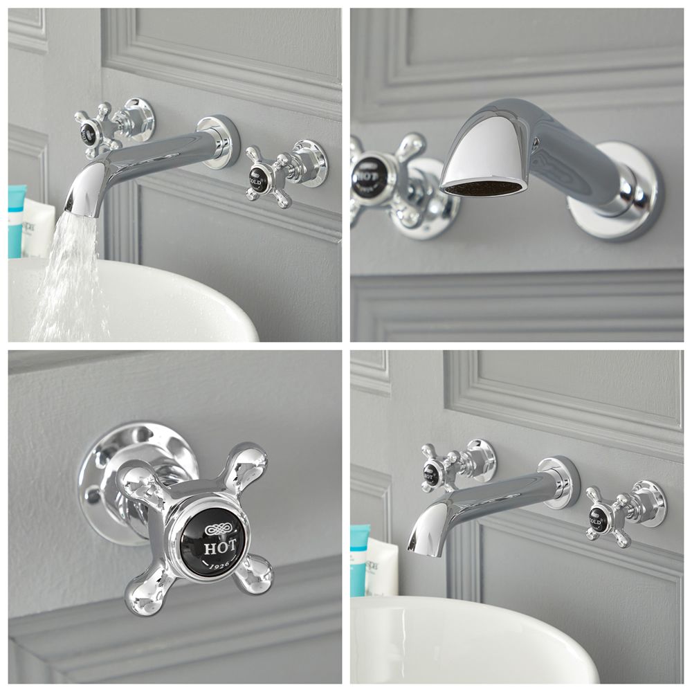 Allure Badarmatur Mit Kreuzgriffen – 20,3 Cm Breit, Starlight Chrom, 1.2 GPM – Ideal Fürs Gästebad Oder Gäste-WC