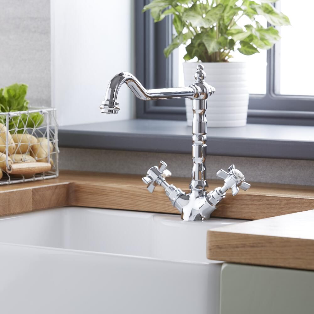Rohl Cisal Waschtischarmatur Mit Kreuzgriffen & Pop-Up – Edel In Poliertem Nickel