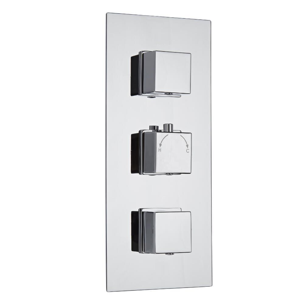 Thermostat-Duschsystem Mit Handbrause Und Regendusche – Gebürstetes Nickel, 40,6 Cm Deckendusche Mit 15,2 Cm Wandhalterung | Für Hohen Wasserdruck