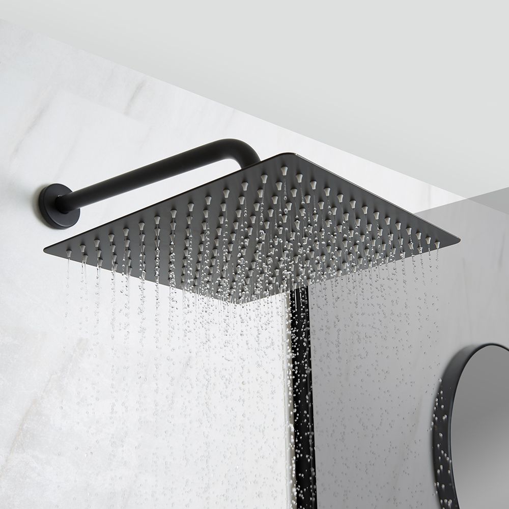 GGStudy Regendusche Aus Edelstahl, Quadratisch 25,4 Cm – Mit Silikondüsen & Druckverstärker, Schwarz-bronze
