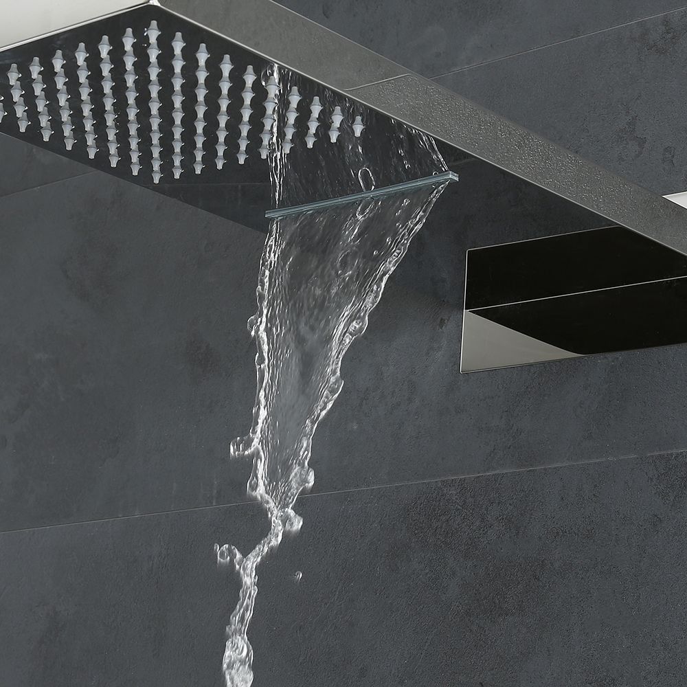 Luxus Dusch-Set Mit Wasserfall-Regendusche & Handbrause – 55,9 Cm, Gebürstetes Gold, Fürs Bad