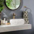 Rundes Terrazzo-Effekt Aufsatzwaschbecken 360mm (ohne Hahnloch) - Alden