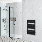 Elektrischer Design Handtuchheizkörper, mit flachen Heizlamellen - 825mm x 450mm - Schwarz - Lustro