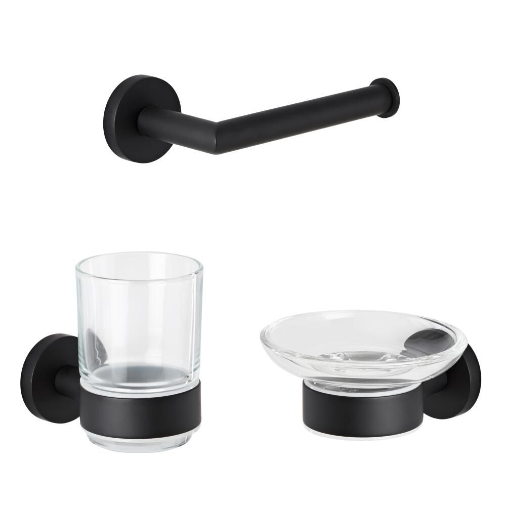 Nox Mattschwarzes 3-teiliges Badezimmerzubehör-Set