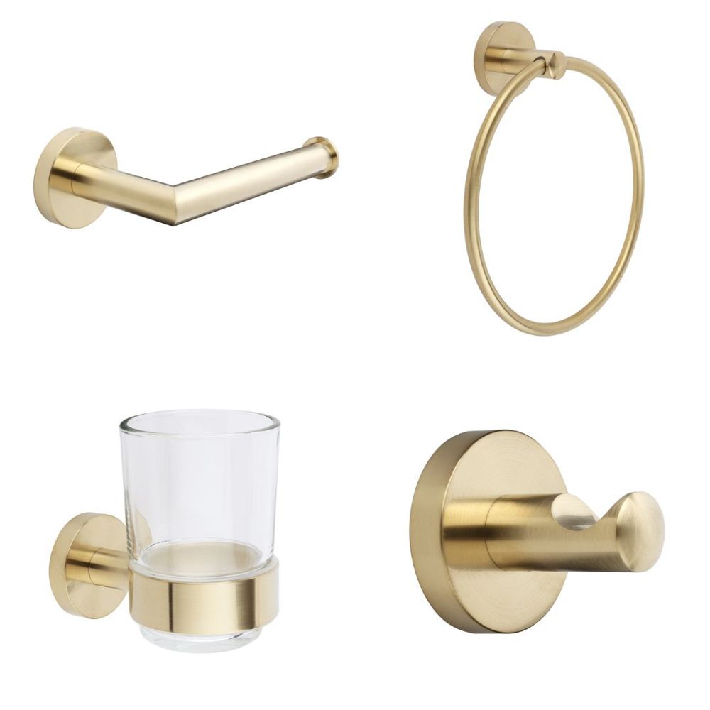 Badezimmer-Zubehör-Set 4-tlg. -satiniertes Gold – Ayanna