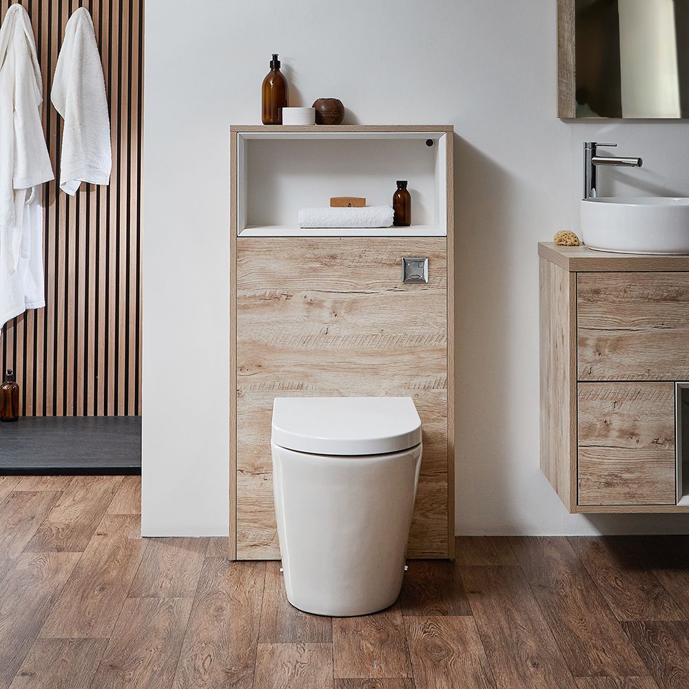 Spülkastenverkleidung mit Regal (ohne WC), 1150mm x 600mm - Helle Eiche
